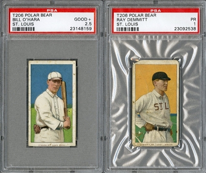 1909-11 T206 White Border Rarities PSA-Graded Pair (2 Different) Including Demmitt/St. Louis and OHara/St. Louis